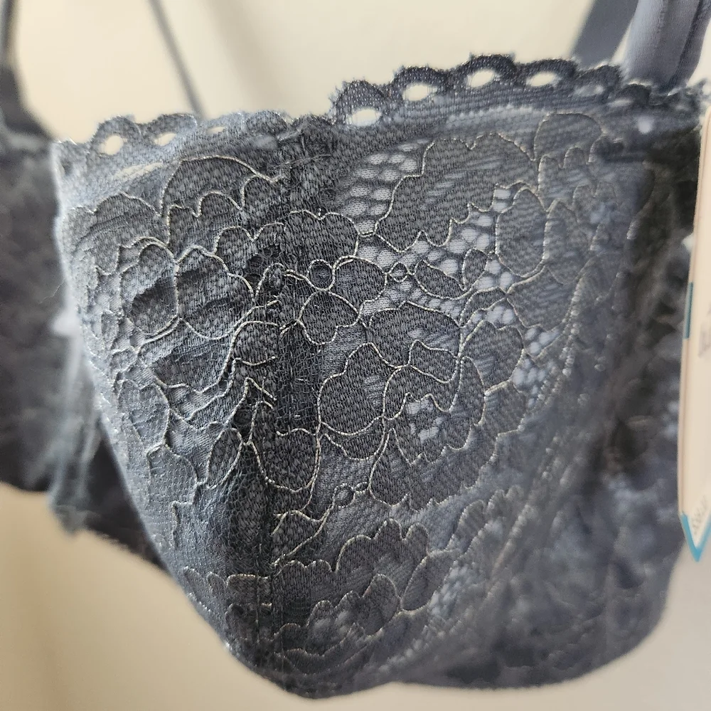 B.Tempt'd by Wacoal Women's Ciao Bella‎ Lace Balconette Bra Blue Gray 36DDD NWT